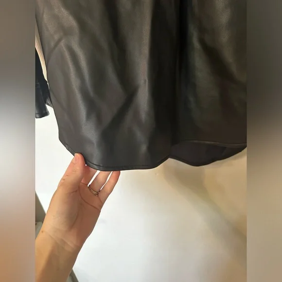 French Connection Faux Leather Long Sleeve Top - Picture 3 of 16